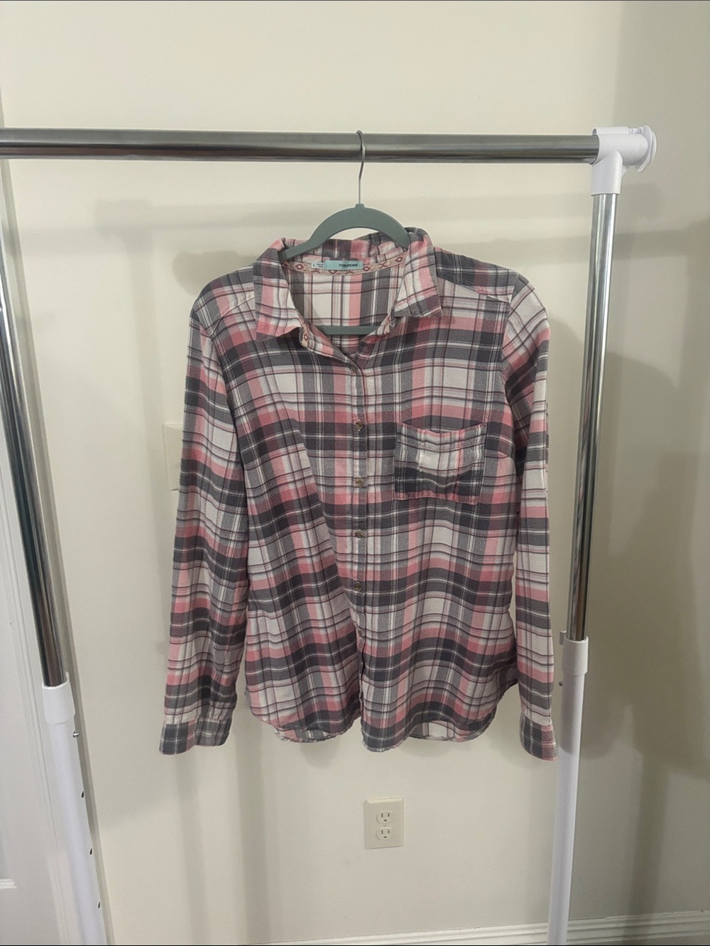 Maurices Pink and Gray Plaid Shirt